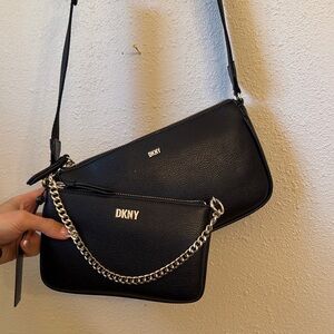 DKNY Black Crossbody Bag Duo with Chain Detail